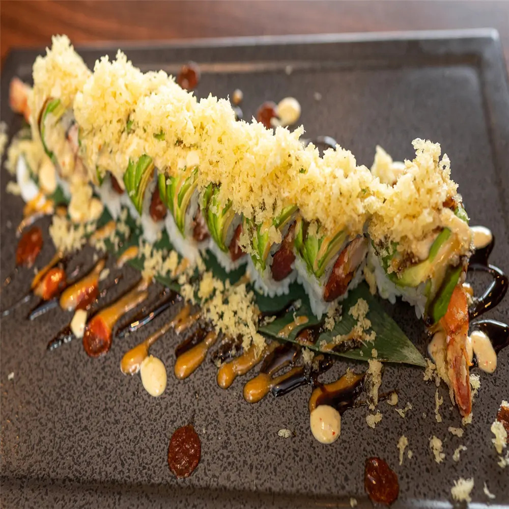 Shrimp Avocado Crispy Sushi features sushi rolls with shrimp and avocado